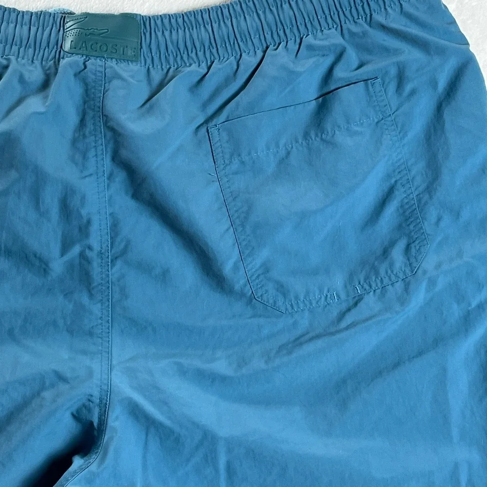 Lacoste Swim Trunks Blue Nylon Drawstring Mesh Lined‎ Men's Size 7 XL